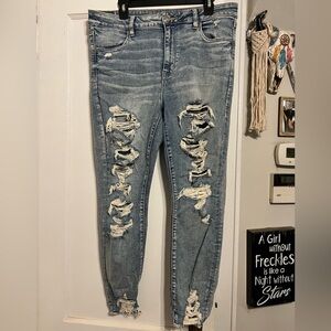 American Eagle Outfitters Ripped Light Blue Jeggings